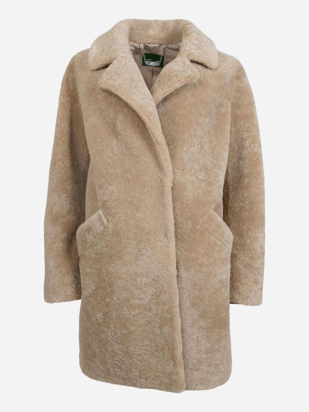 April, 85 cm. - Kraag - Curly Lamb - Dames - Licht camel