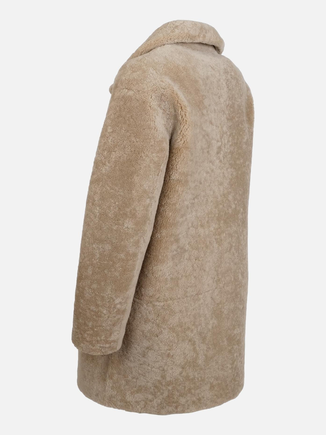 April, 85 cm. - Kraag - Curly Lamb - Dames - Licht camel