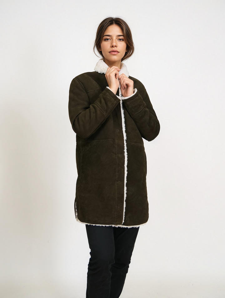 Hadley, 88 cm. - Geitensuède - Dames - Olijf