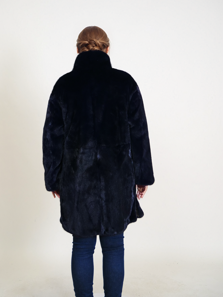 Ganaja, 85 cm. - Kraag - Mink - Dames - Marineblauw