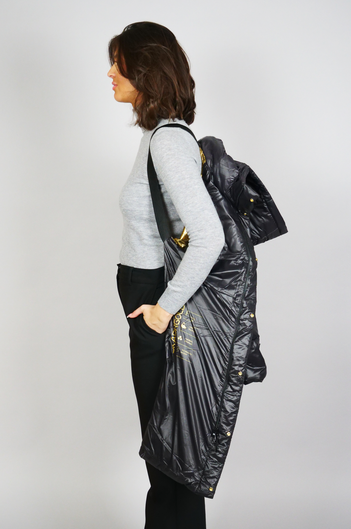 Harriet, 95 cm. - Dunjakke med hette - Dame - Sort