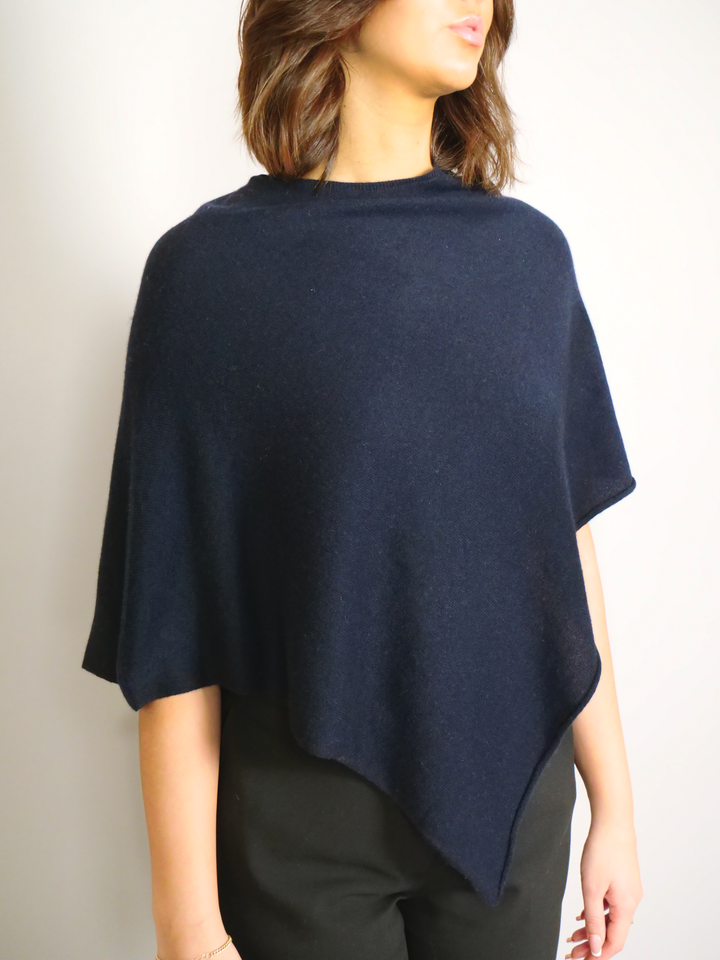 SY-24001 Poncho - 100% Cashmere - Damer - Mørkeblå