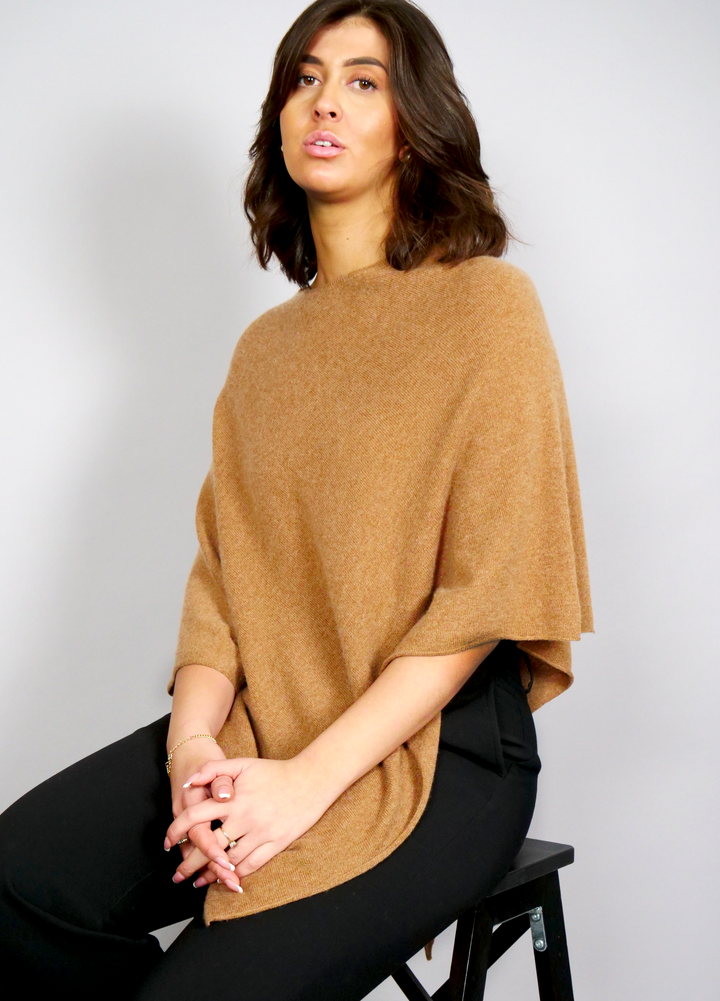 SY-24001 Poncho - 100% Cashmere - Cashew