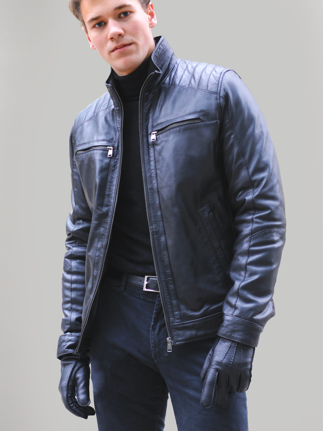 Smart - Lederjacke - Herren - Schwarz