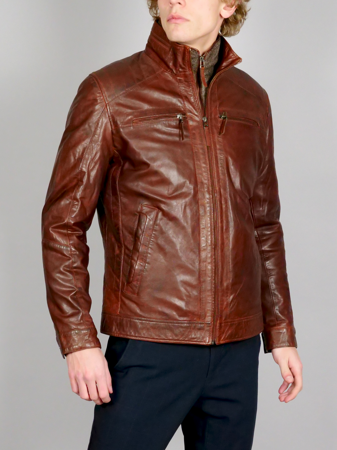 Smart - Nahkatakki - Mies - Copper Brown