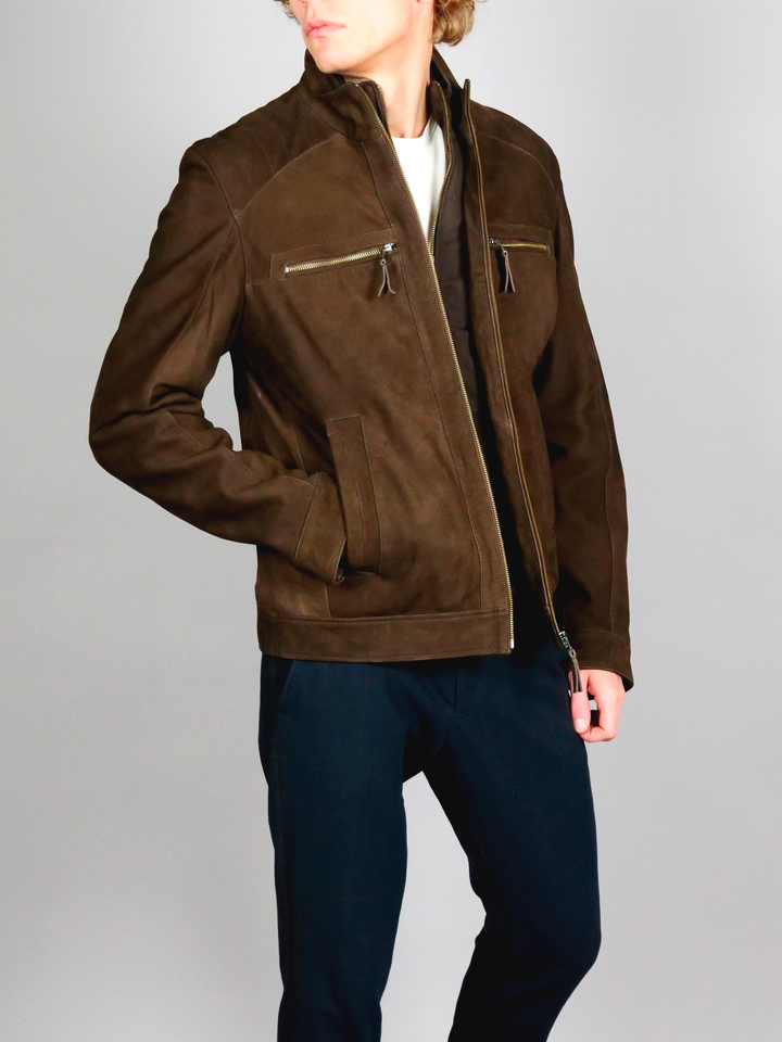 M-123088, 66 cm. - Lammnubuklederjacke - Herren - Braun