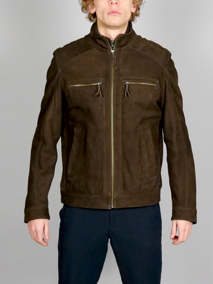 M-123088, 66 cm. - Lammnubuklederjacke - Herren - Braun
