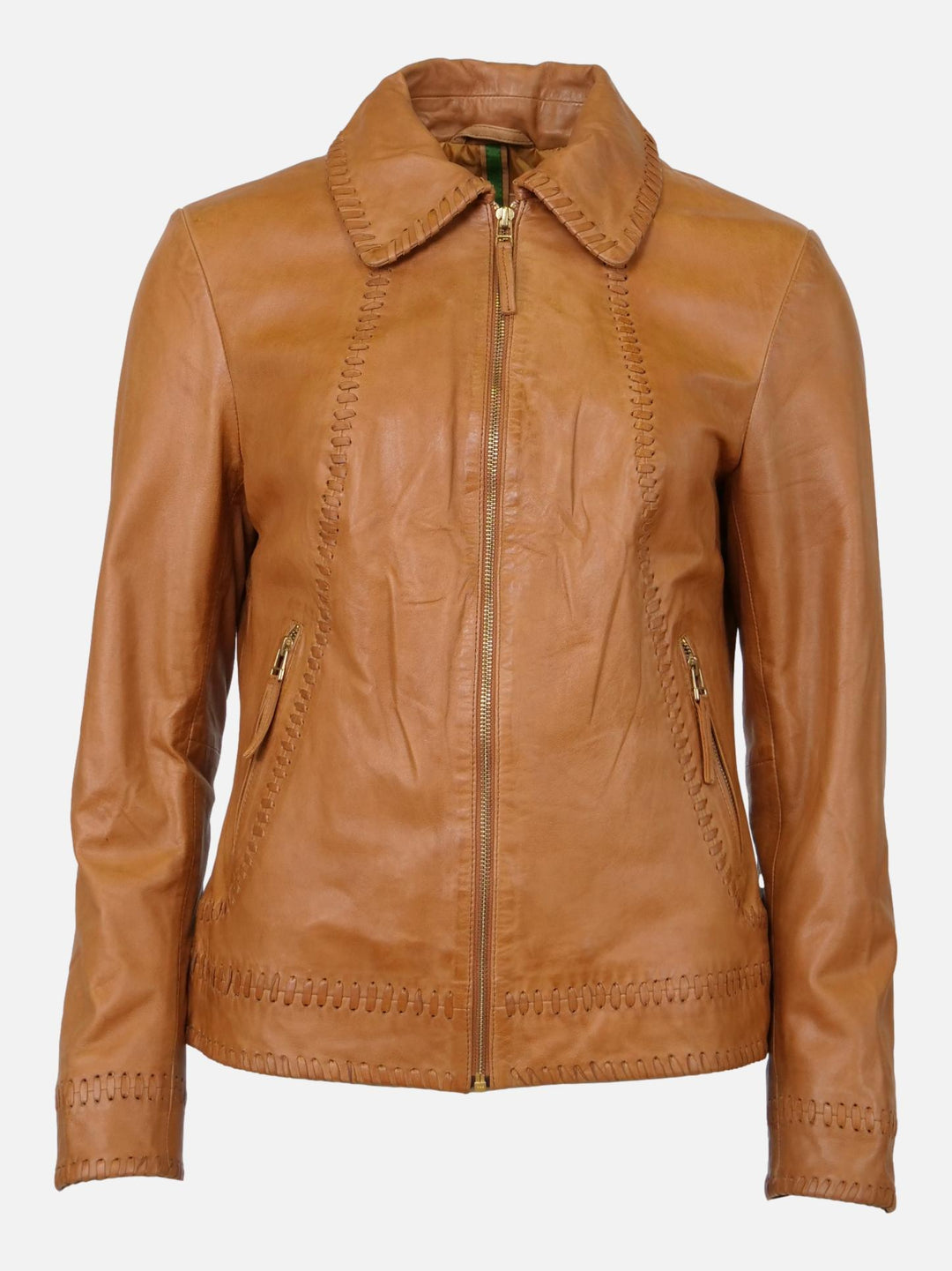 Ruby - Komfort, 60 cm. - Lam Costa skinnjakke - Dame - Cognac