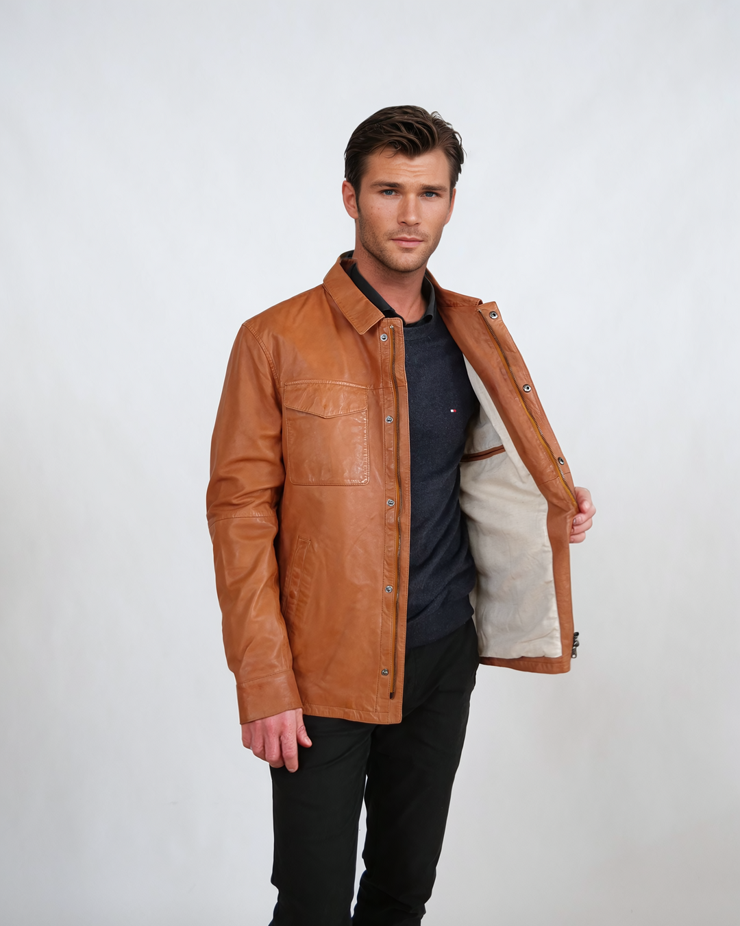 Ian, 70 cm. - Lamsleer - Heren - Cognac