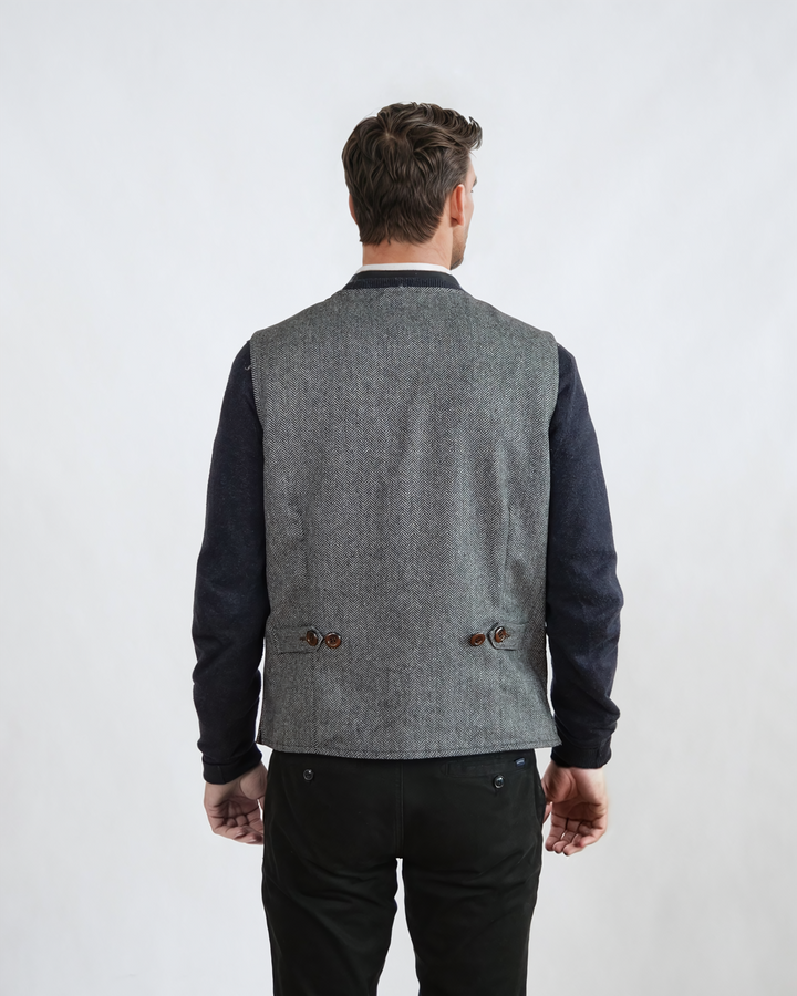 Chaleco Renzo, 60 cm. - Piel Ante Cabra - Hombre - Tabaco