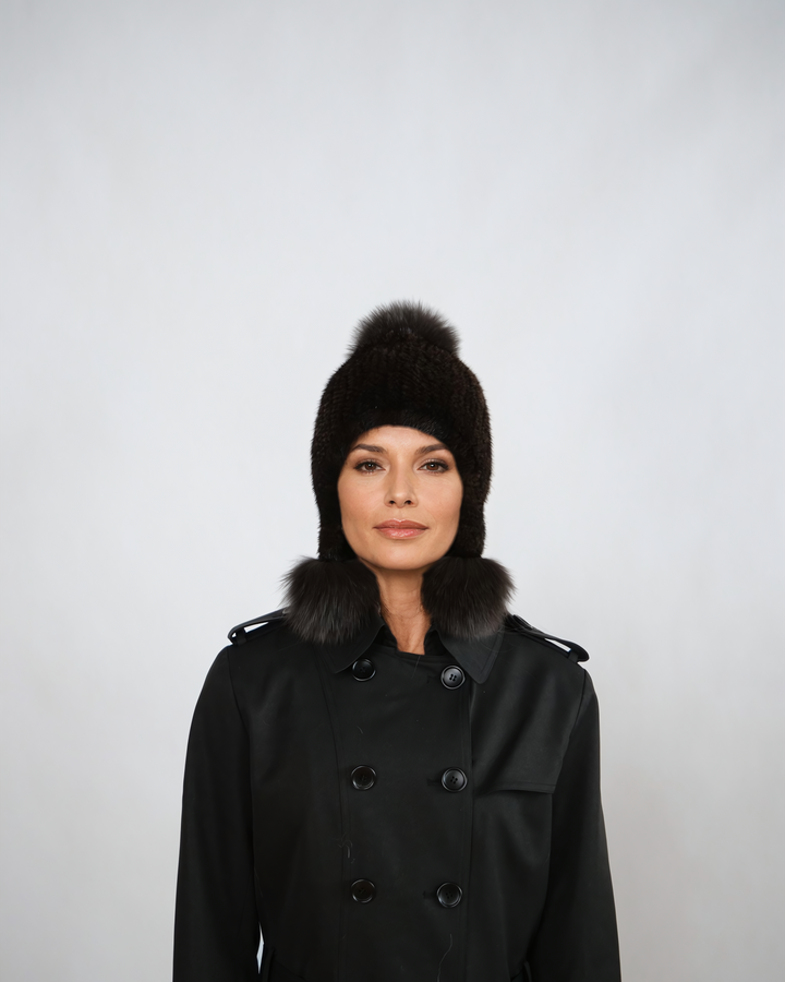 HL22C040 Mink Gebreide Muts - Mink Gebreid - Accessoires - Bruin