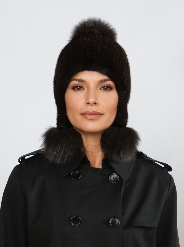 HL22C040 Mink Gebreide Muts - Mink Gebreid - Accessoires - Bruin