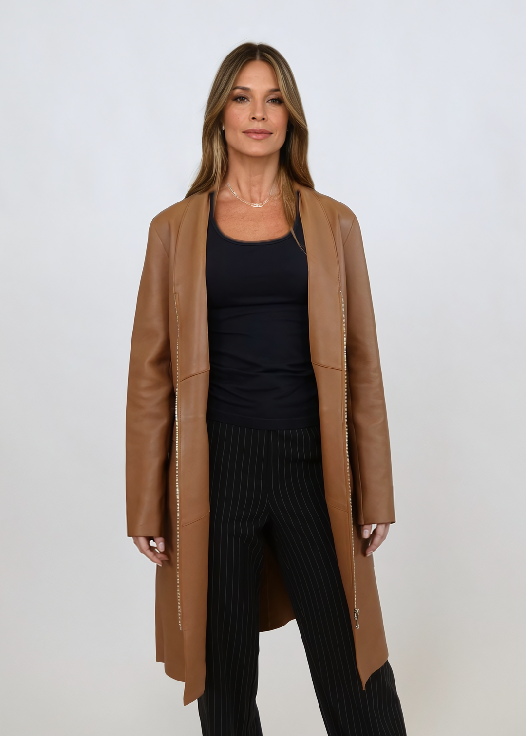 Elena, 97 cm. - Lamb Dior Bonded Leather-Dames - Karamel