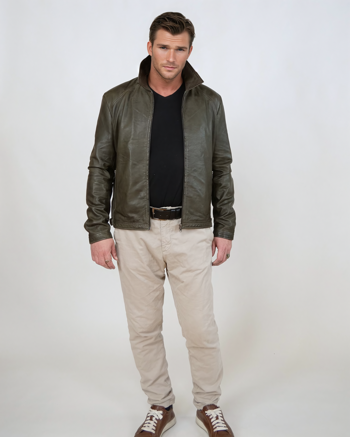 Ivar, 65 cm. - Lammepolsk nappalæder -Mand - Oliven