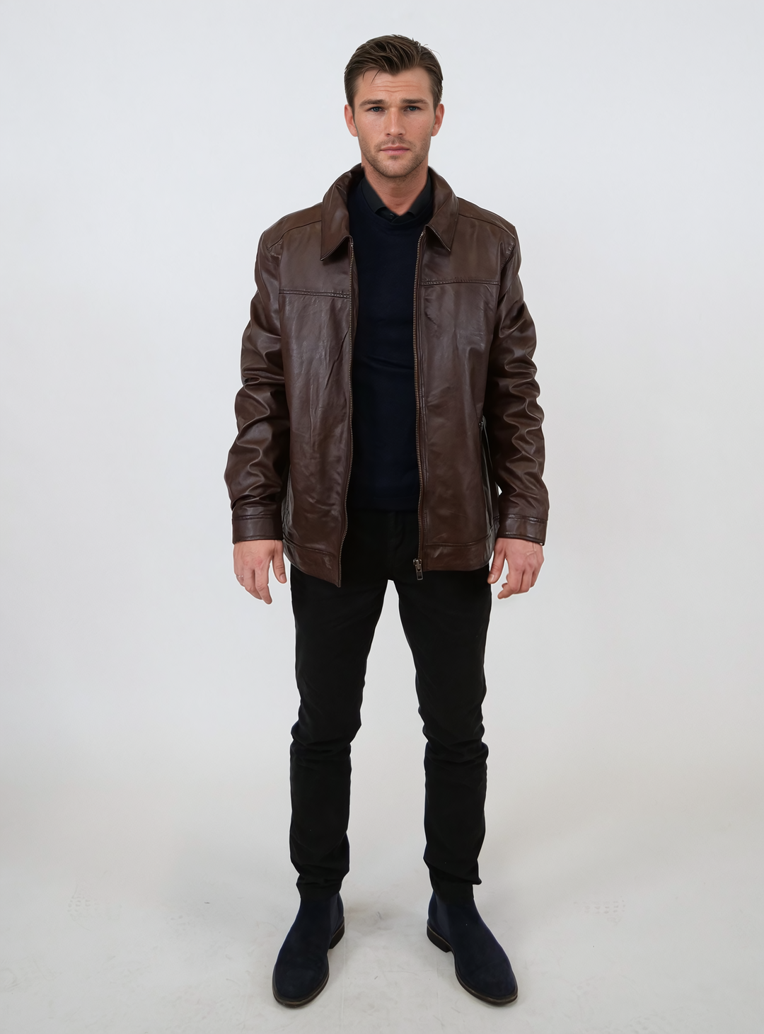 Ilirio, 70 cm. - Fårelæder - Mand - Cherry Brown