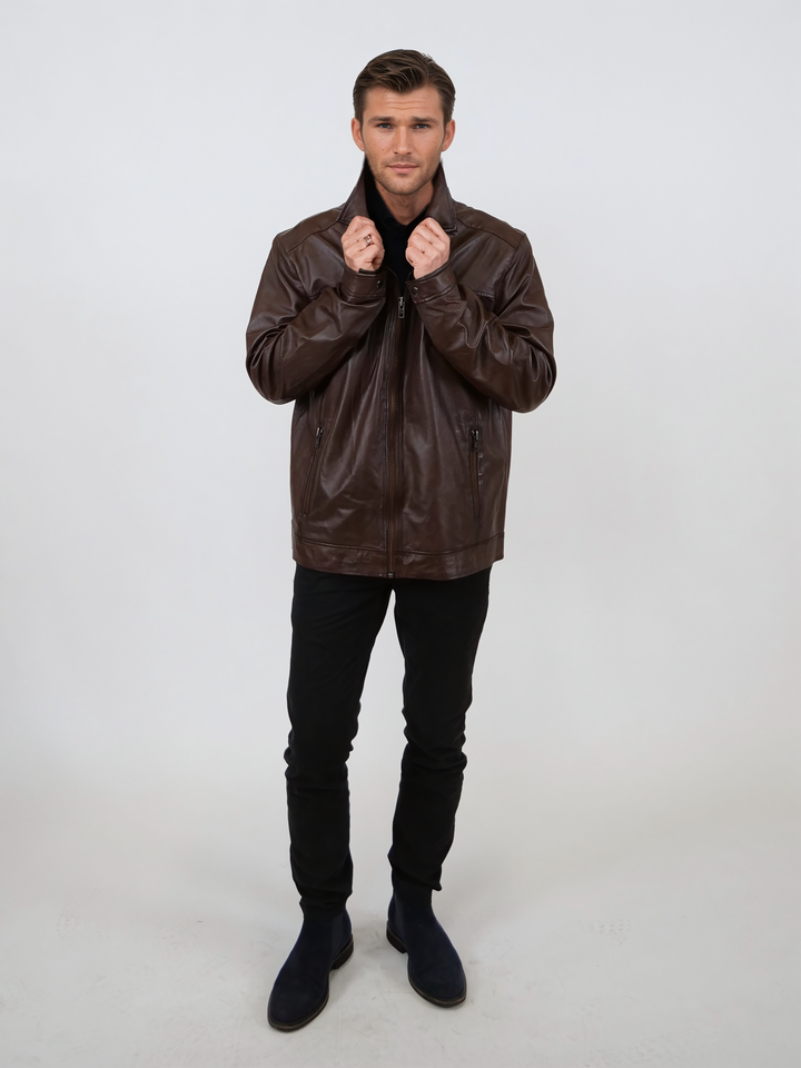 Ilirio, 70 cm. - Fårelæder - Mand - Cherry Brown