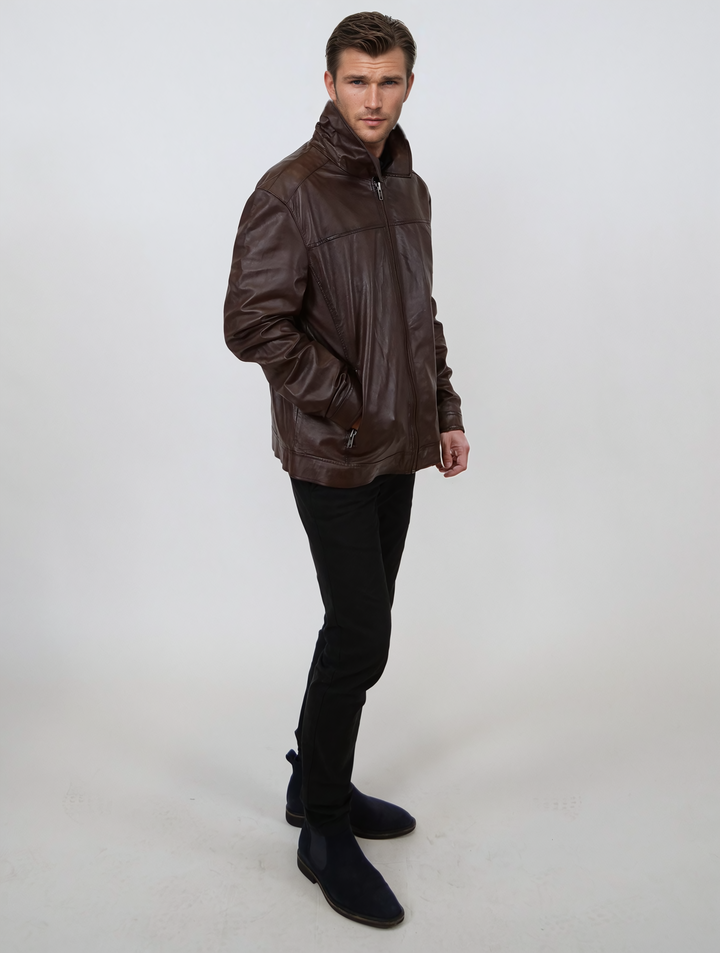 Ilirio, 70 cm. - Fårelæder - Mand - Cherry Brown