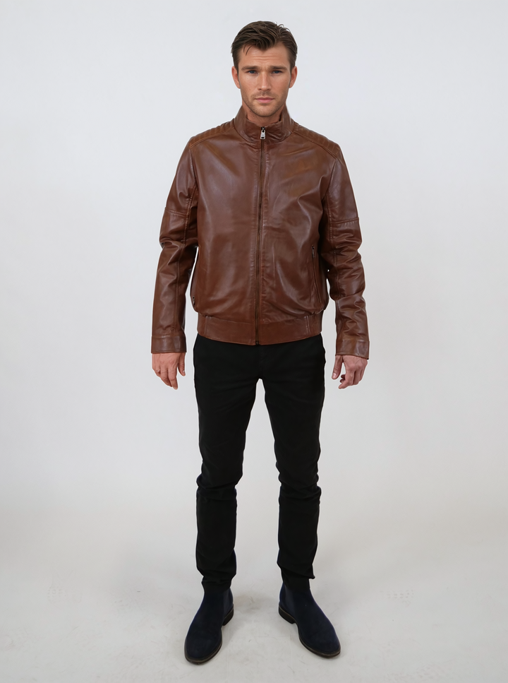 Tyson – Lamm-Malli-Leder – Herren – Dunkles Cognac