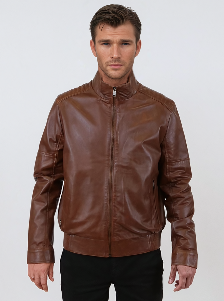 Tyson – Lamm-Malli-Leder – Herren – Dunkles Cognac