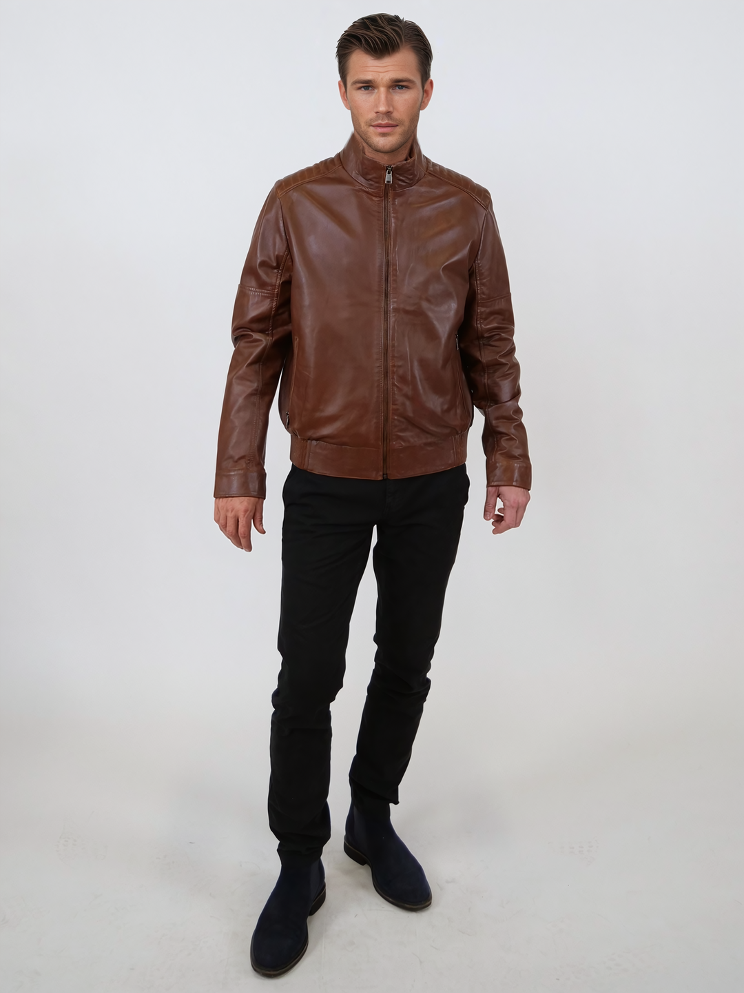 Tyson – Lamm-Malli-Leder – Herren – Dunkles Cognac