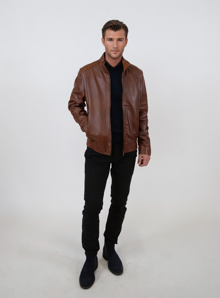 Tyson – Lamm-Malli-Leder – Herren – Dunkles Cognac