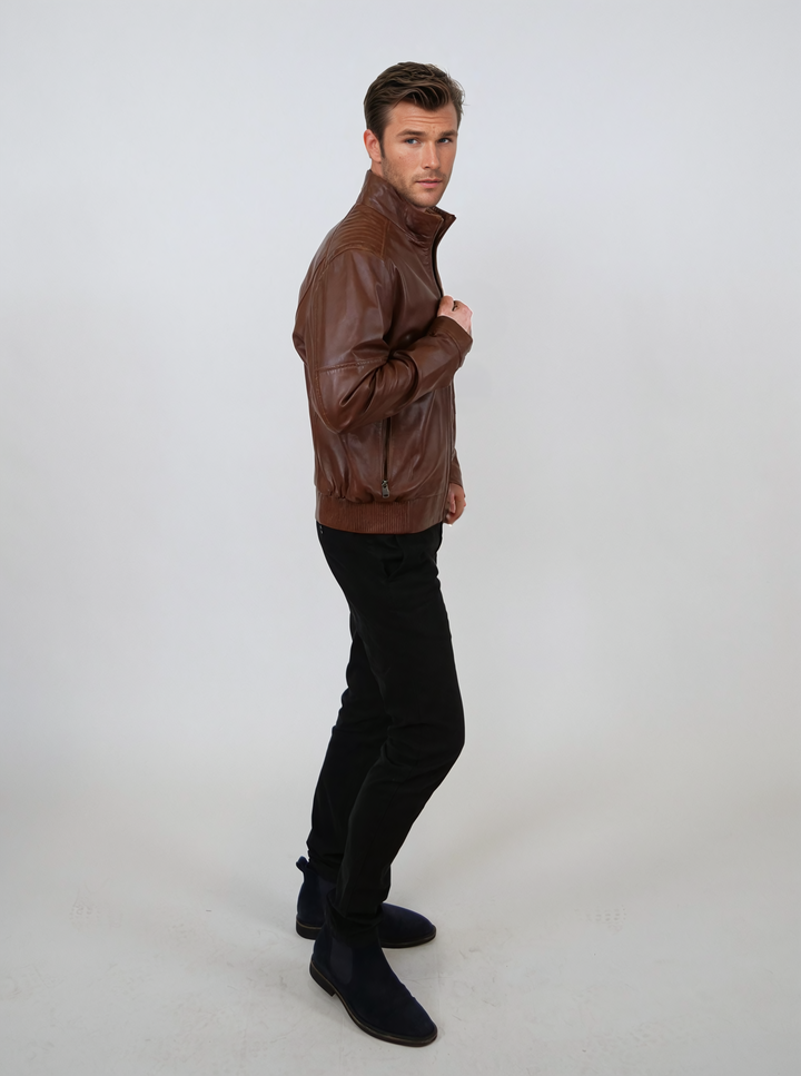 Tyson – Lamm-Malli-Leder – Herren – Dunkles Cognac