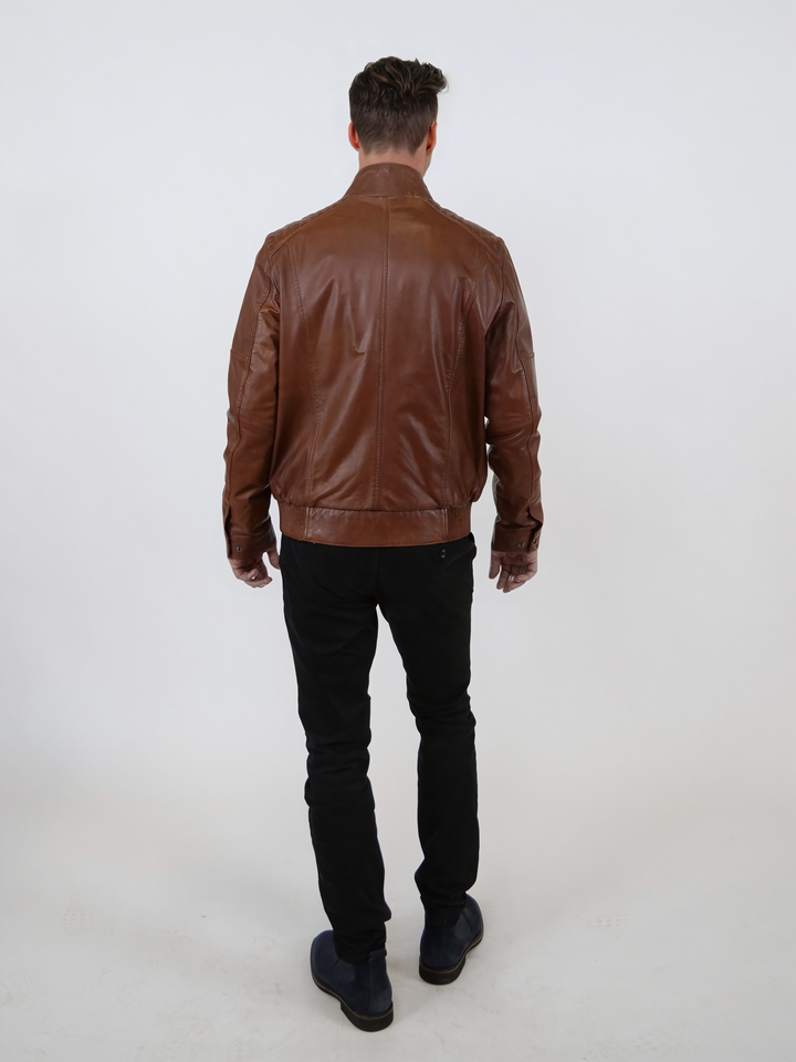 Tyson – Lamm-Malli-Leder – Herren – Dunkles Cognac