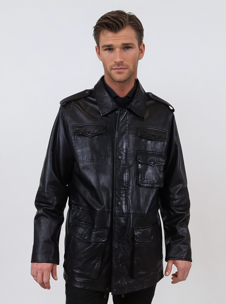 Owen, 77 cm. - Krave - Lammevasket læder - Mand - Sort
