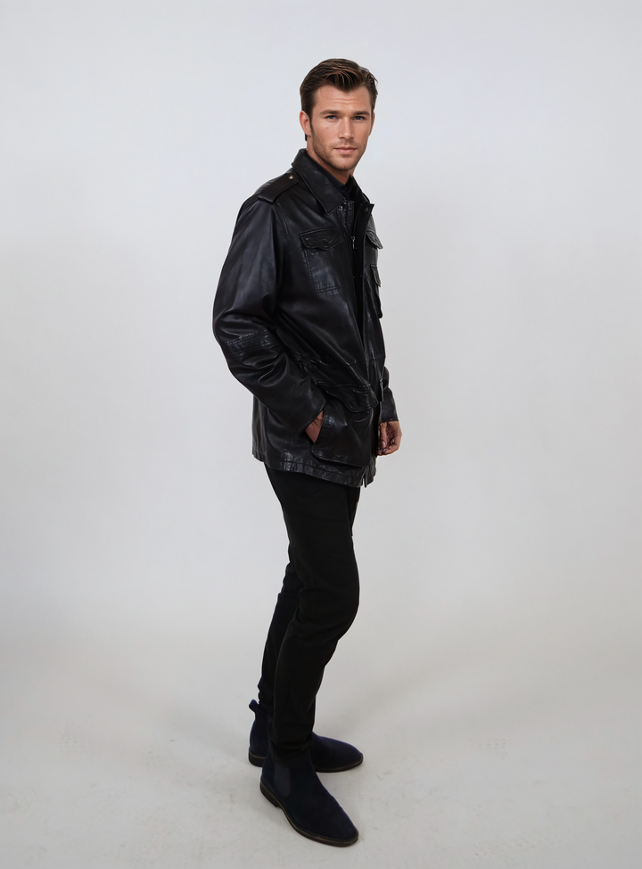 Owen, 77 cm. - Krave - Lammevasket læder - Mand - Sort