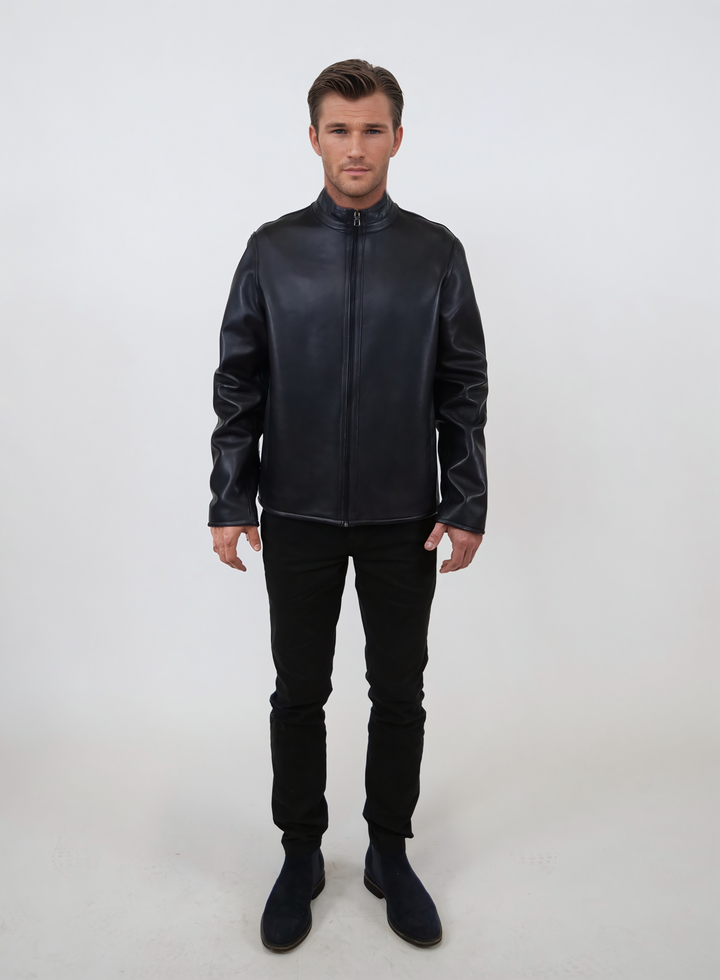 Ny Tommy, 70 cm. - Lamb Malli Leather - Man - Navy