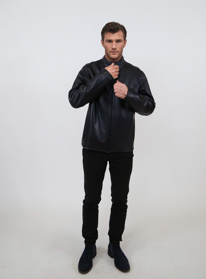 Ny Tommy, 70 cm. - Lamb Malli Leather - Man - Navy