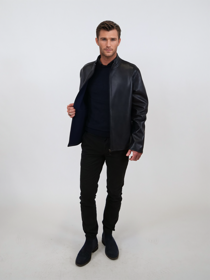 Ny Tommy, 70 cm. - Lamb Malli Leather - Man - Navy