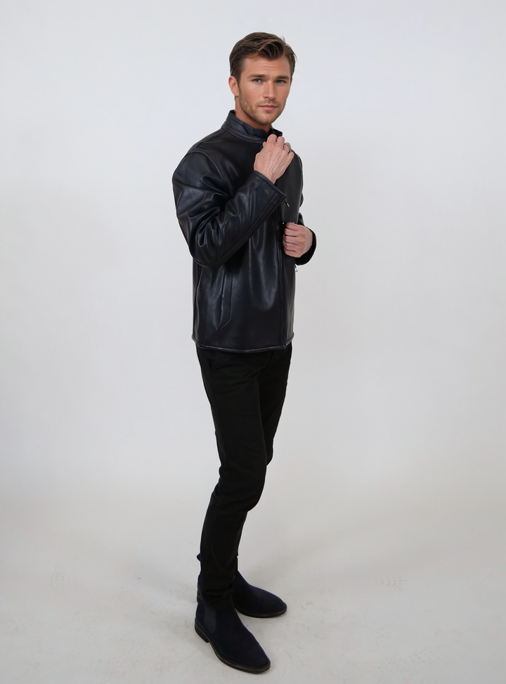 Ny Tommy, 70 cm. - Lamb Malli Leather - Man - Navy
