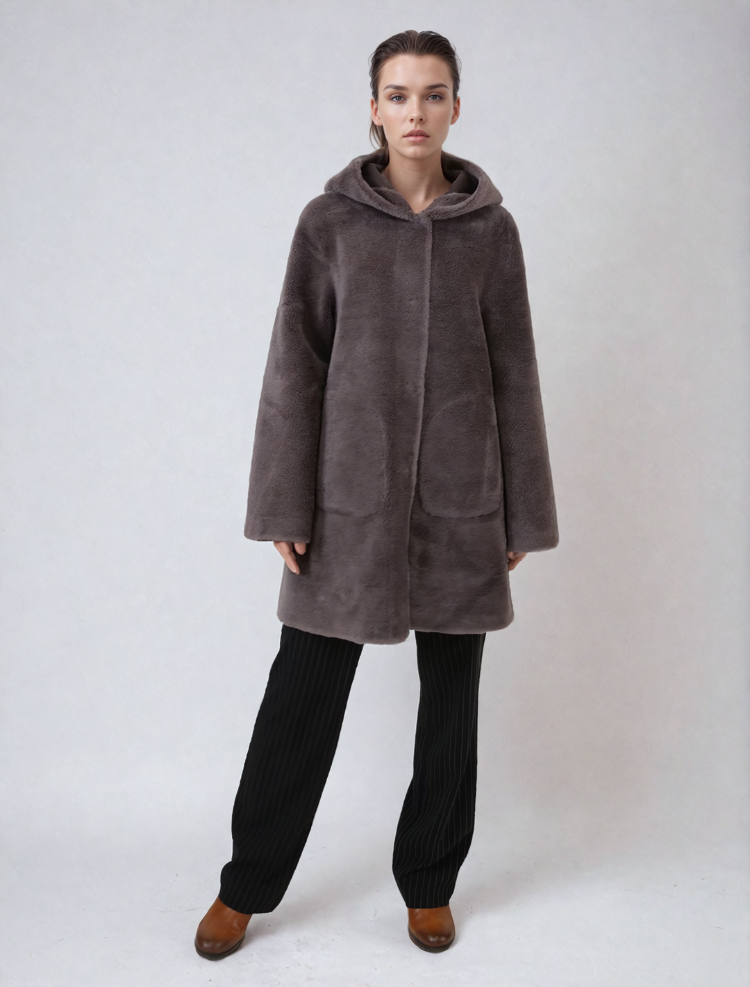 Fernana, 85cm - Capucha - Air Wool - Mujer - Marrón