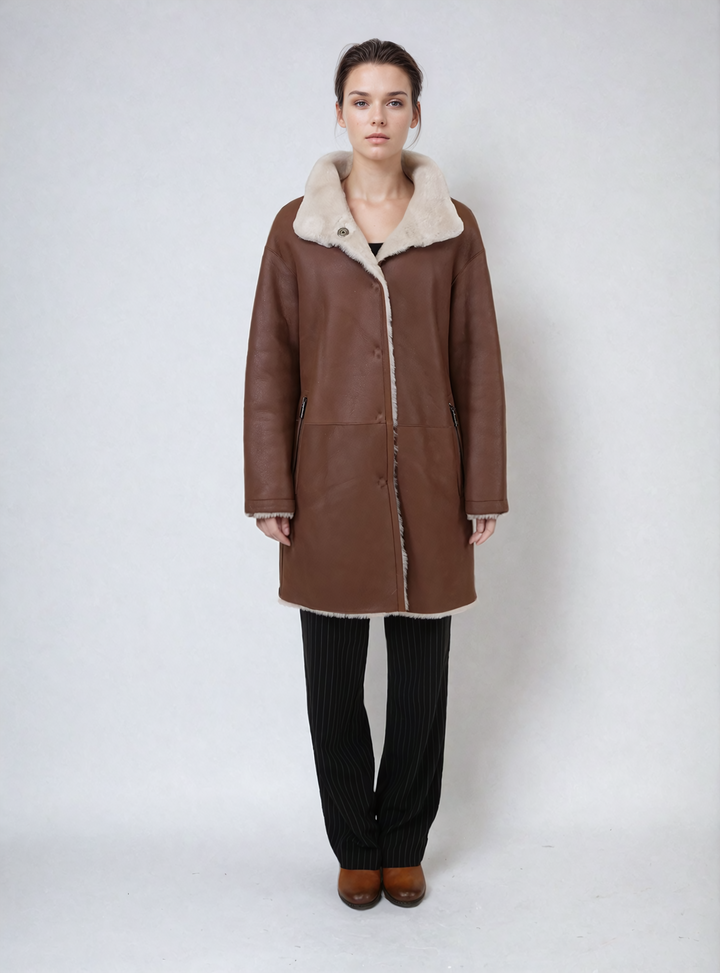 Altavilla 85 cm. - Colletto - Nappa Lamb Crack - Donna - Whisky