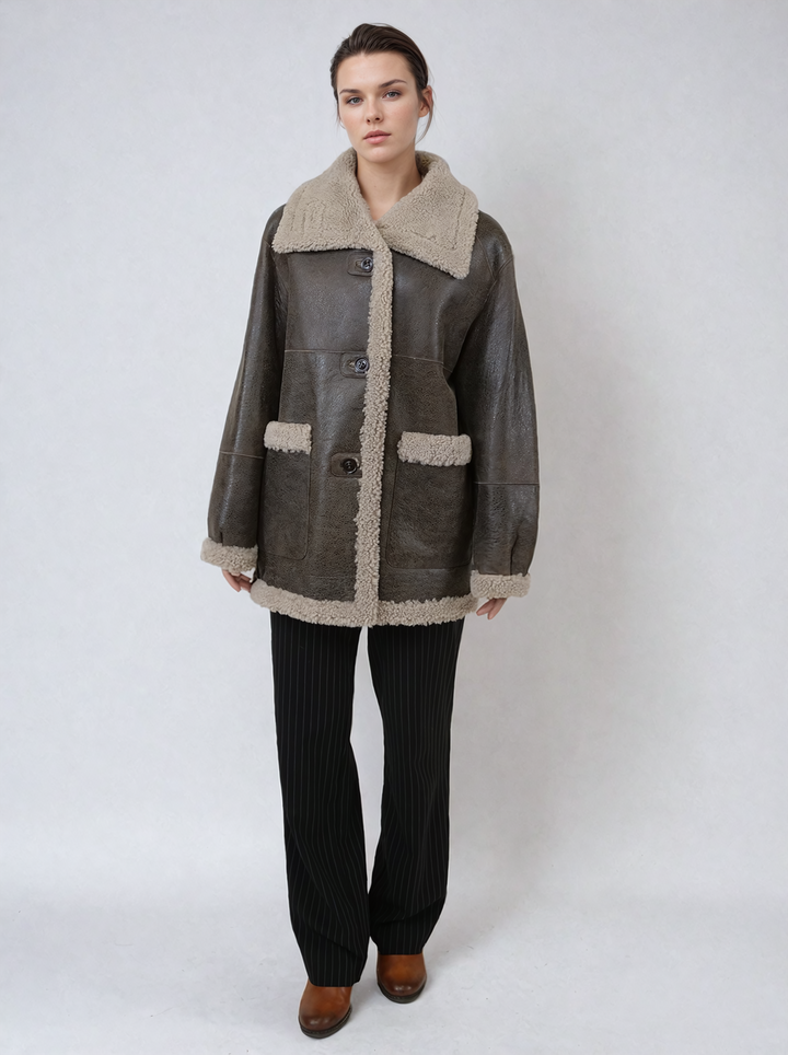 Honorine, 75 cm. - Kraag - Cool Lamb - Dames - Bruin