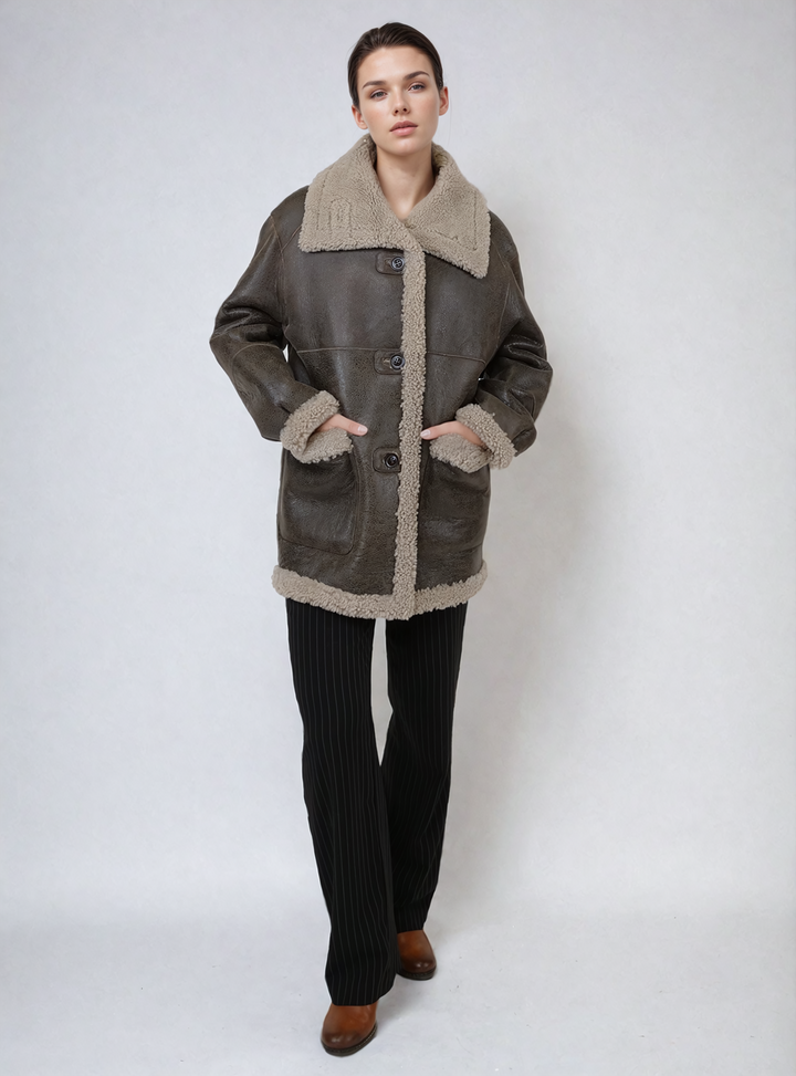 Honorine, 75 cm. - Kraag - Cool Lamb - Dames - Bruin