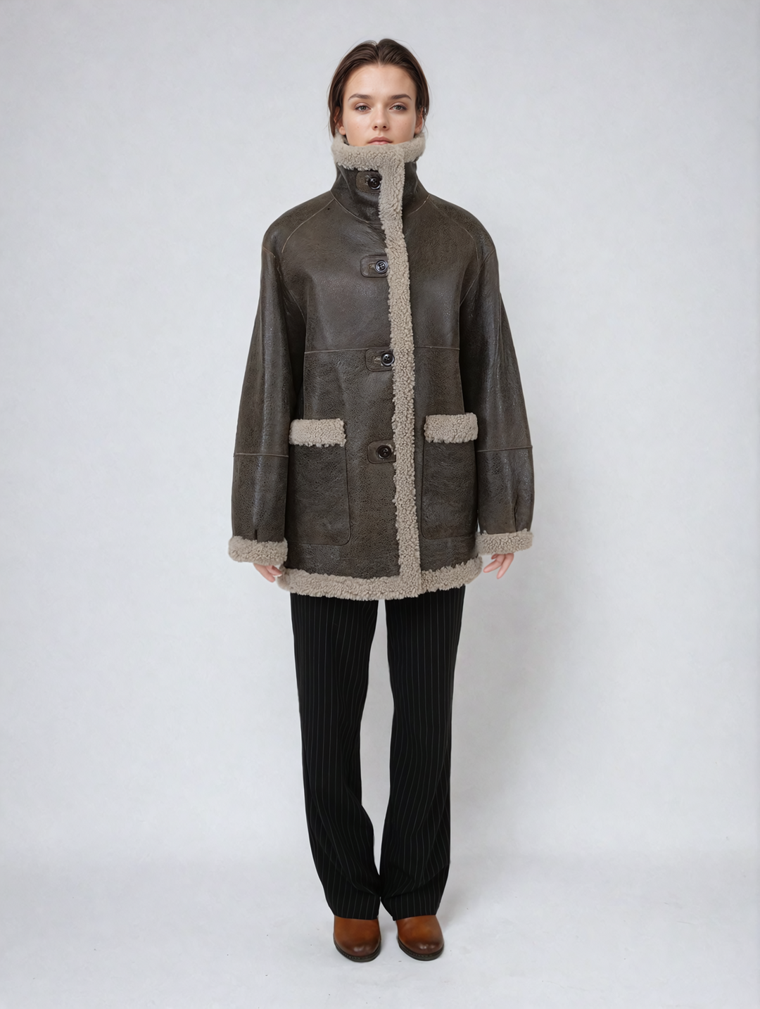 Honorine, 75 cm. - Kraag - Cool Lamb - Dames - Bruin