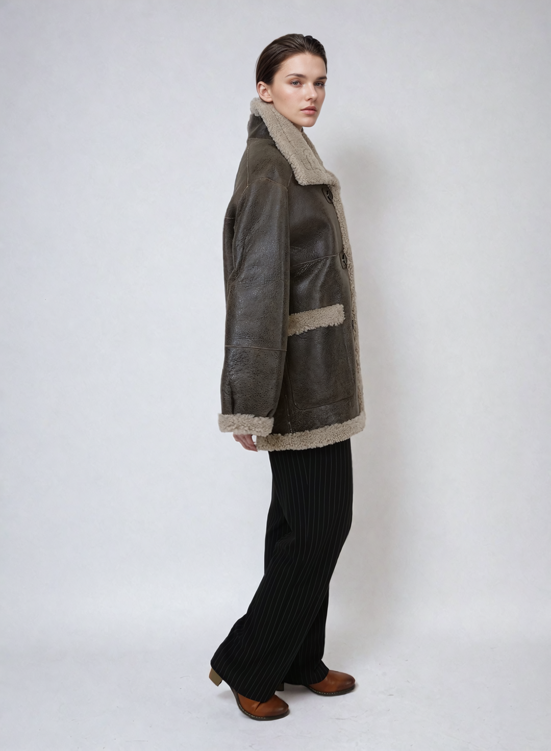 Honorine, 75 cm. - Kraag - Cool Lamb - Dames - Bruin
