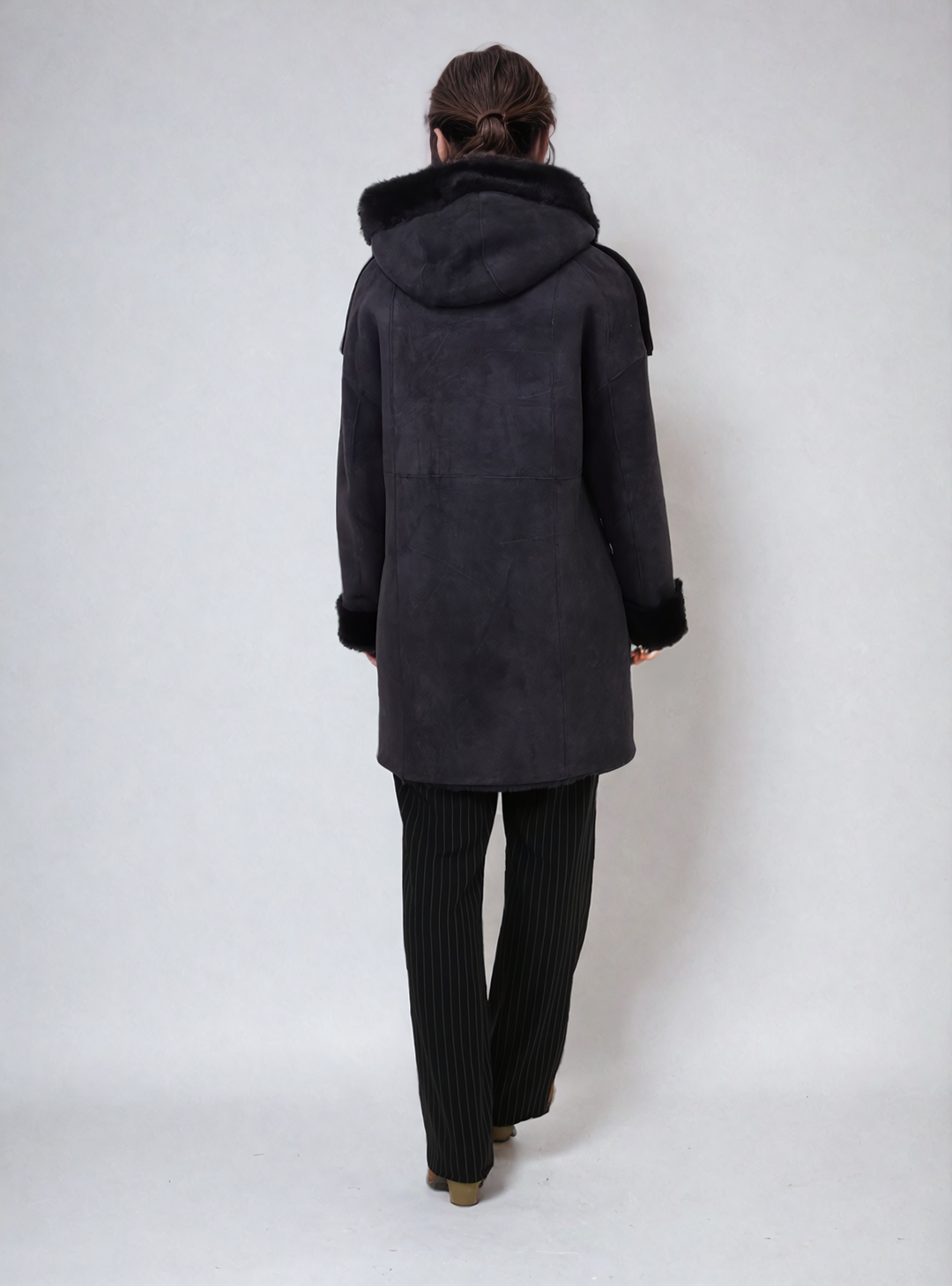Hazira, 85 cm. - Capuchon - Suede Lamb - Dames - Segred Grey
