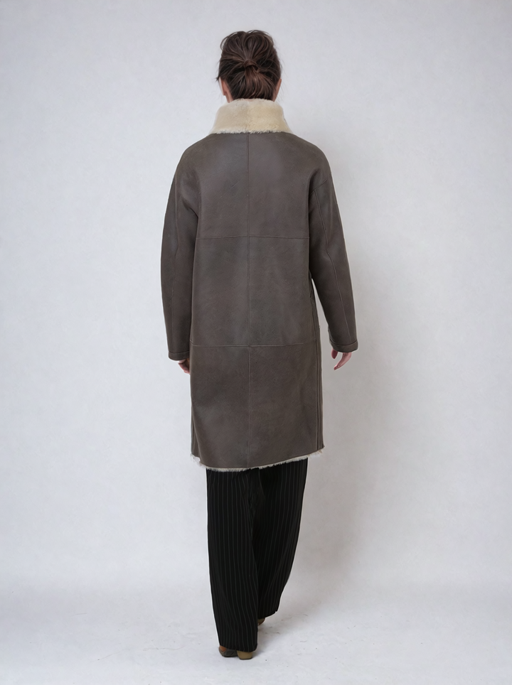 Georgiana, 95 cm. - Kraag - Nappa Lamb Crack Washed Jack - Dames - Bruin
