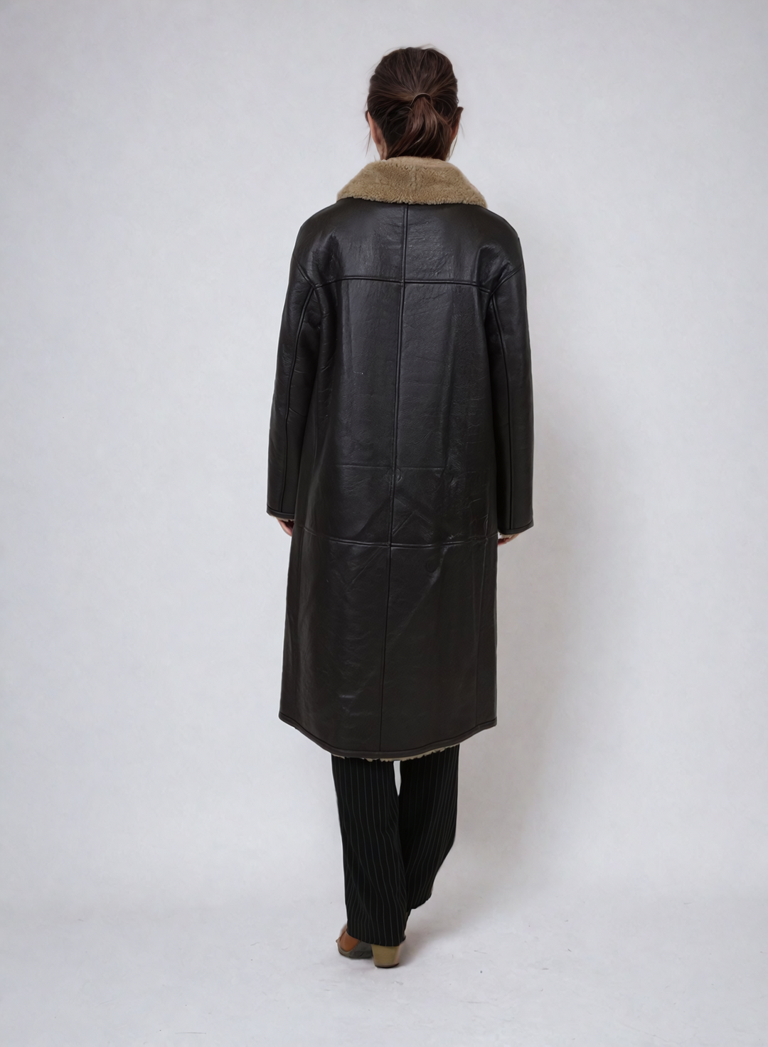 Hada, 105 cm. - Krage - Nappa Lamb Crack Washed -Dame - Brun