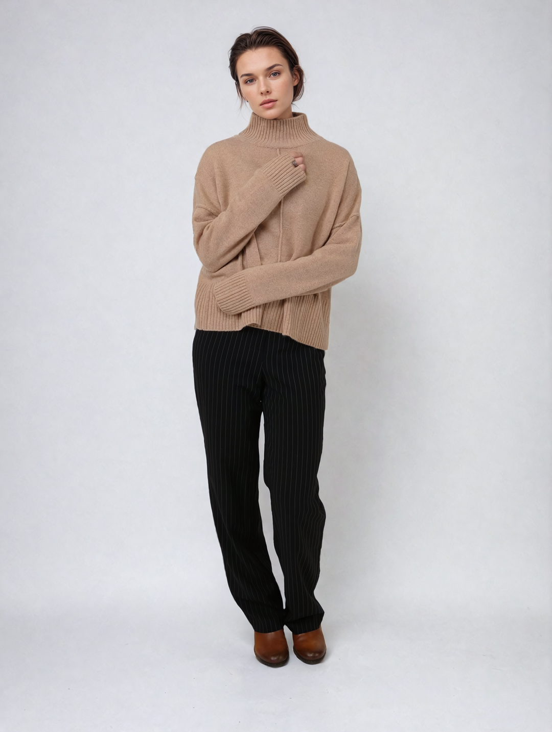 SY-23080 Pull - 100% PureCashmere - Accessoires - Amande