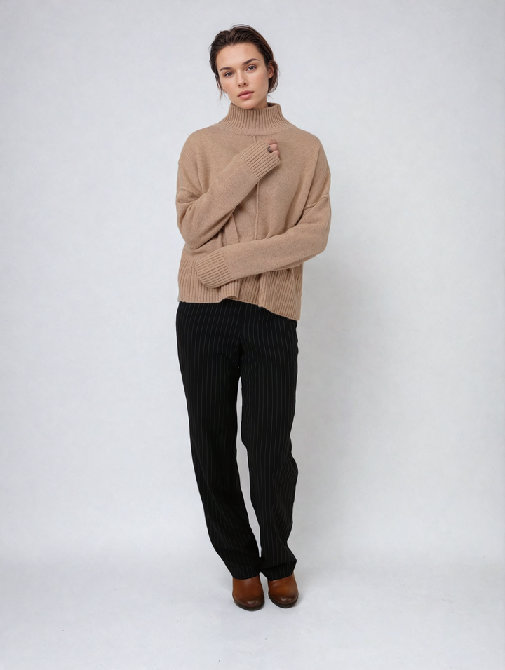 SY-23080 Pull - 100% PureCashmere - Accessoires - Amande
