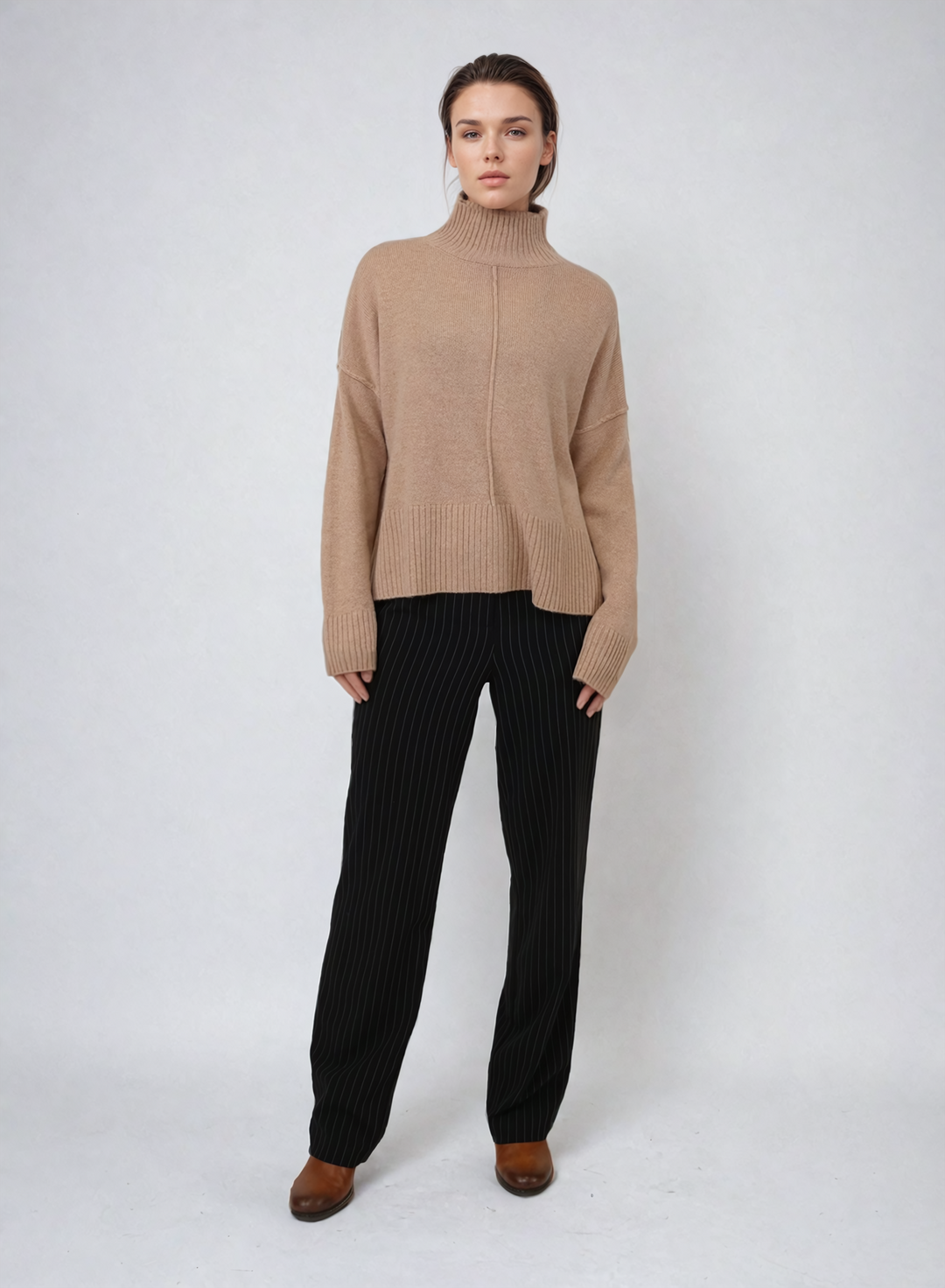 SY-23080 Pull - 100% PureCashmere - Accessoires - Amande