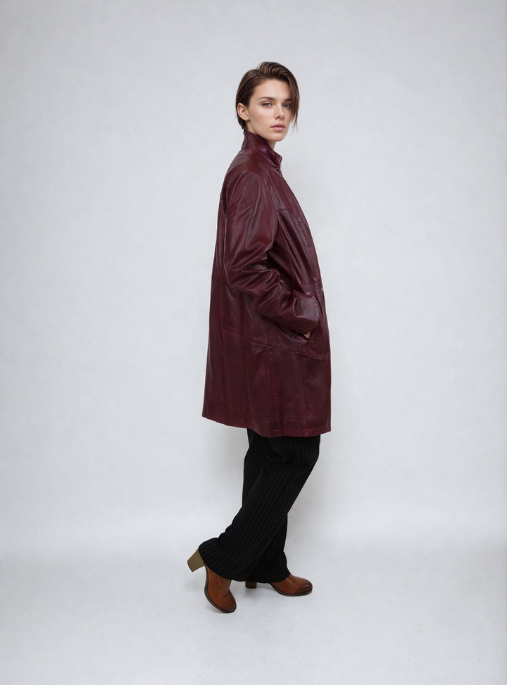 Evena - Lamb Malli Leren Jas - Dames - Koperrood