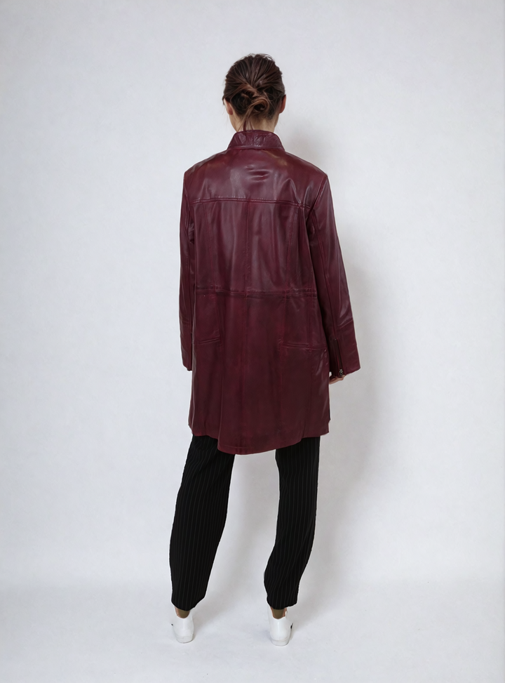 Evena - Lamb Malli Leren Jas - Dames - Koperrood