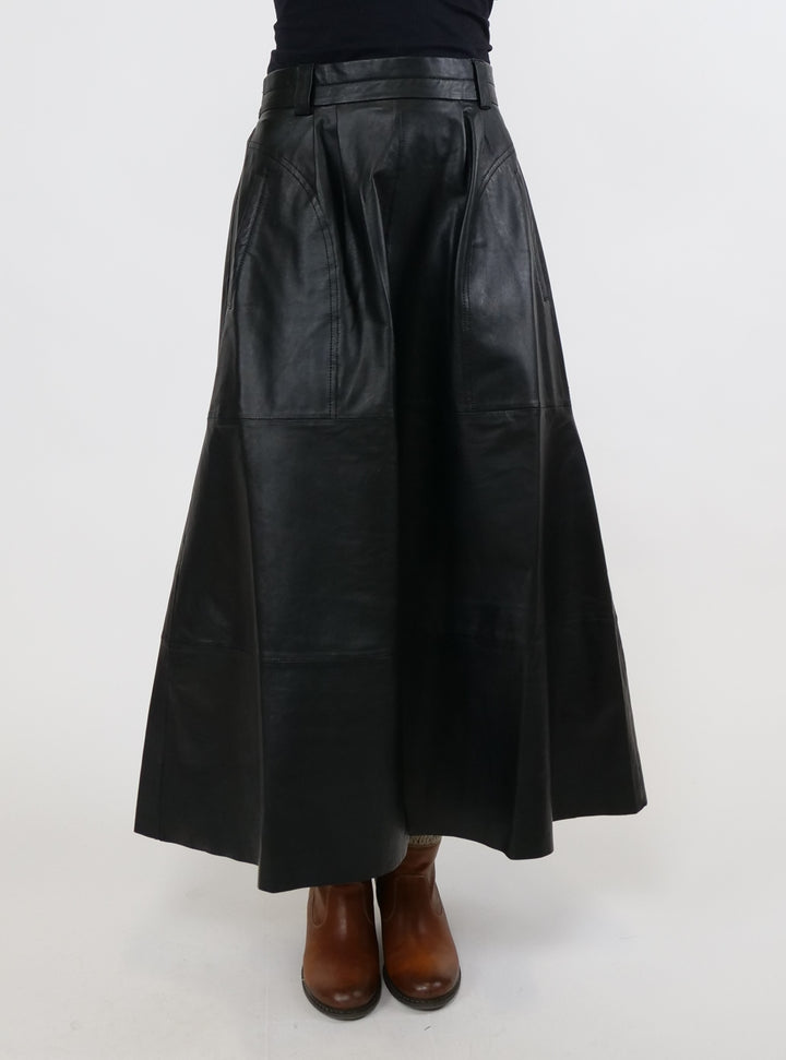 Ny Lummy-nederdel, 88 cm. - Lammelæder - Dame - Sort