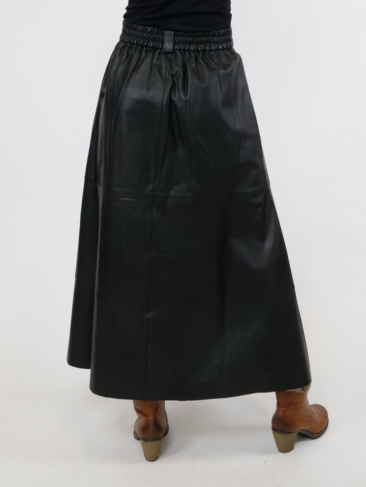 Ny Lummy-nederdel, 88 cm. - Lammelæder - Dame - Sort