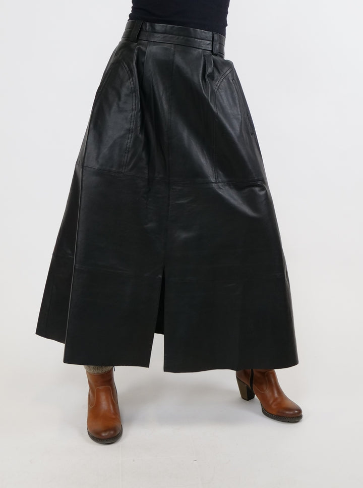 Ny Lummy-nederdel, 88 cm. - Lammelæder - Dame - Sort